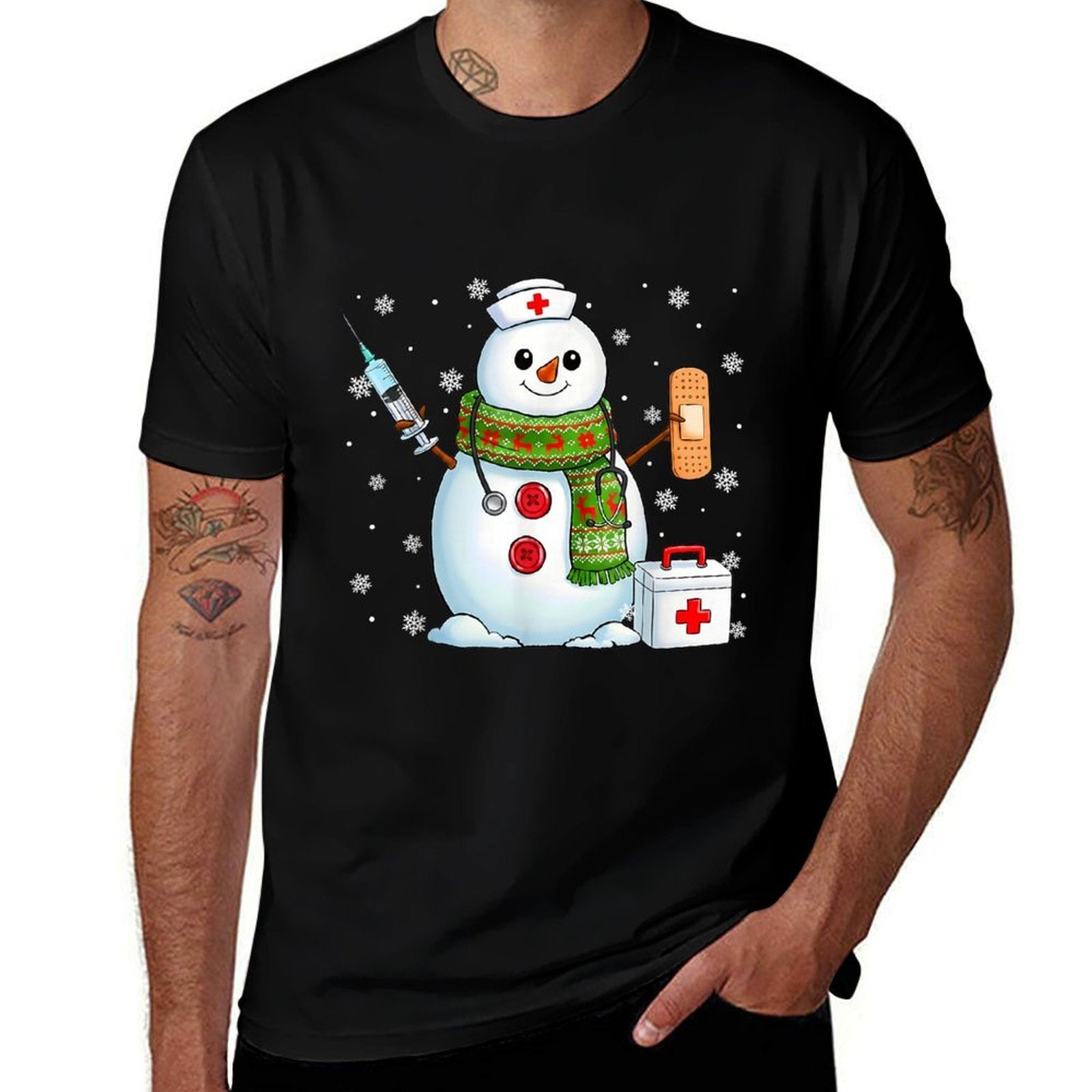 Funny Snowman Nurse Pjs Pajamas Christmas Xmas Women Men  Lightweight T-Shirt