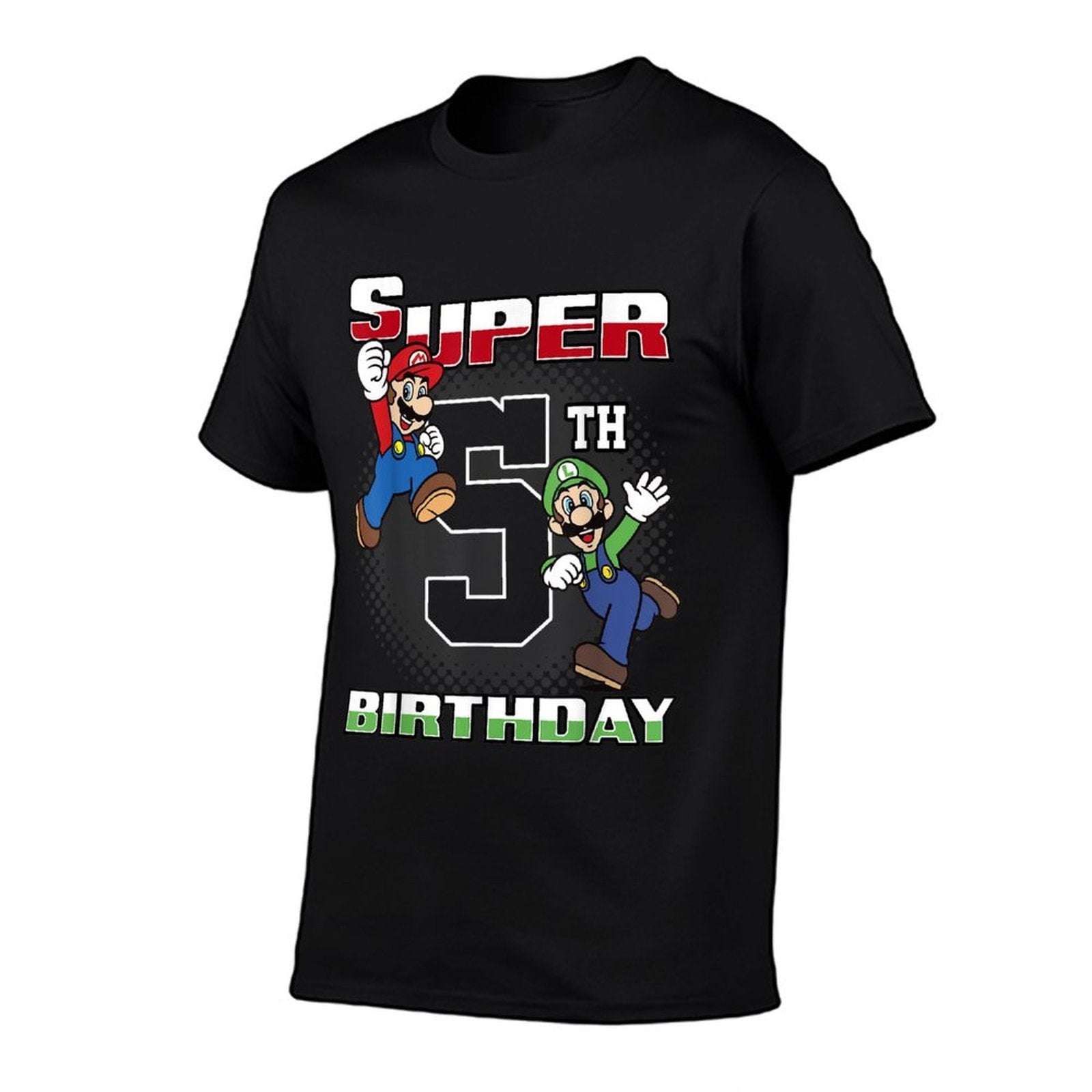 Super Mario And Luigi Super Birthday 5th Birthday Portrait  High-quality Stitching T-Shirt