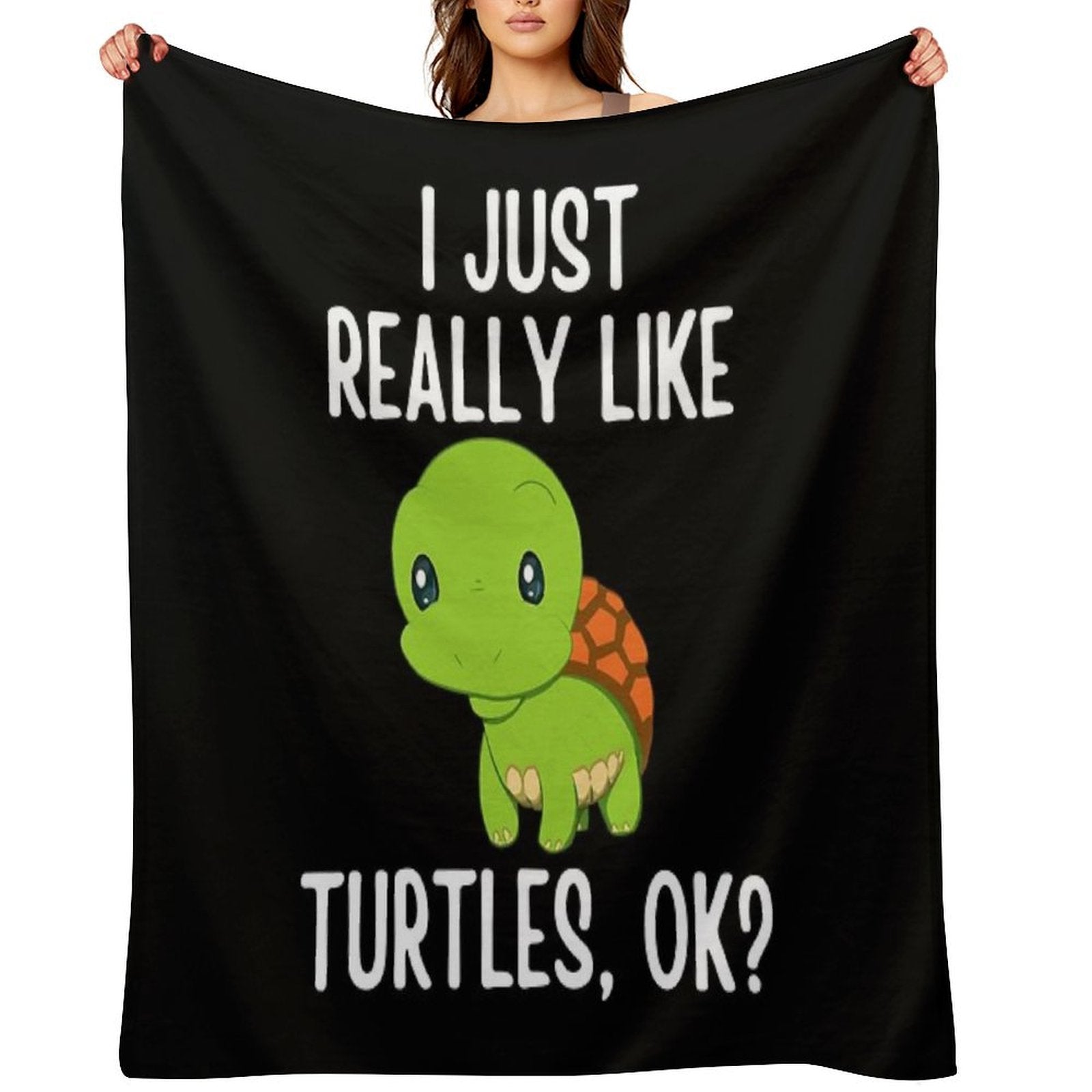 I Just Really Like Turtles, OK Easy Care Throw Blanket