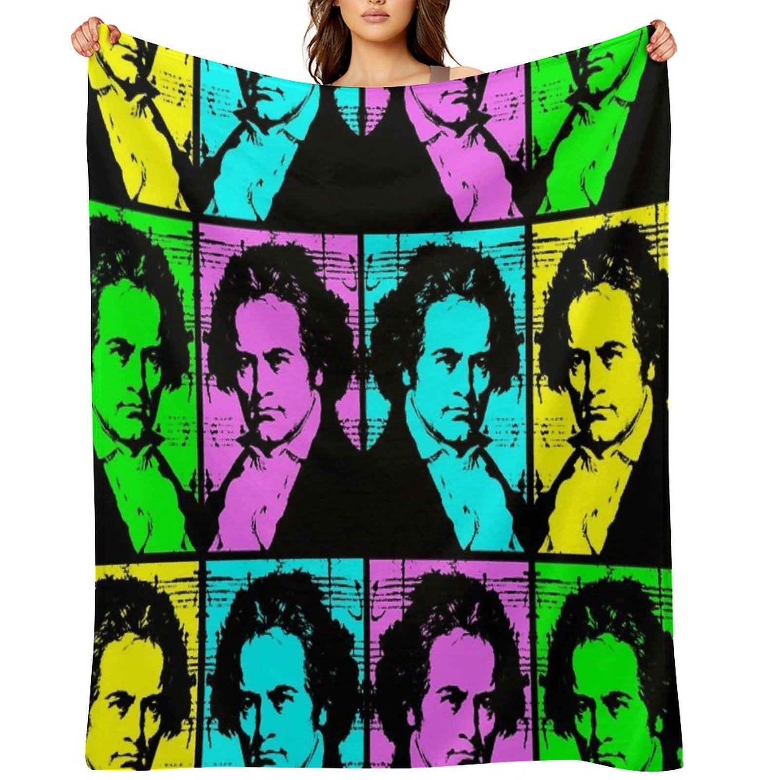 Pop Art Beethoven Velvety-soft Throw Blanket