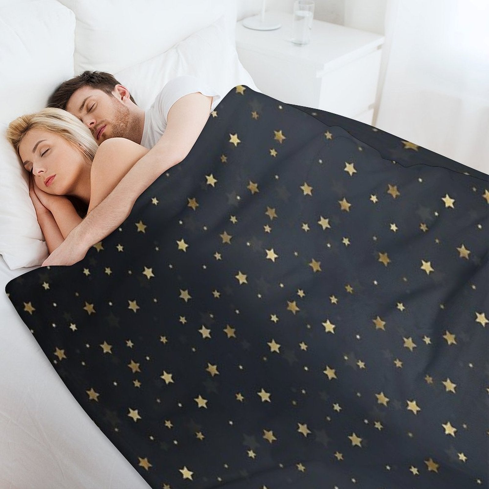 Gold Stars Gray Gradient Design Sustainable Throw Blanket