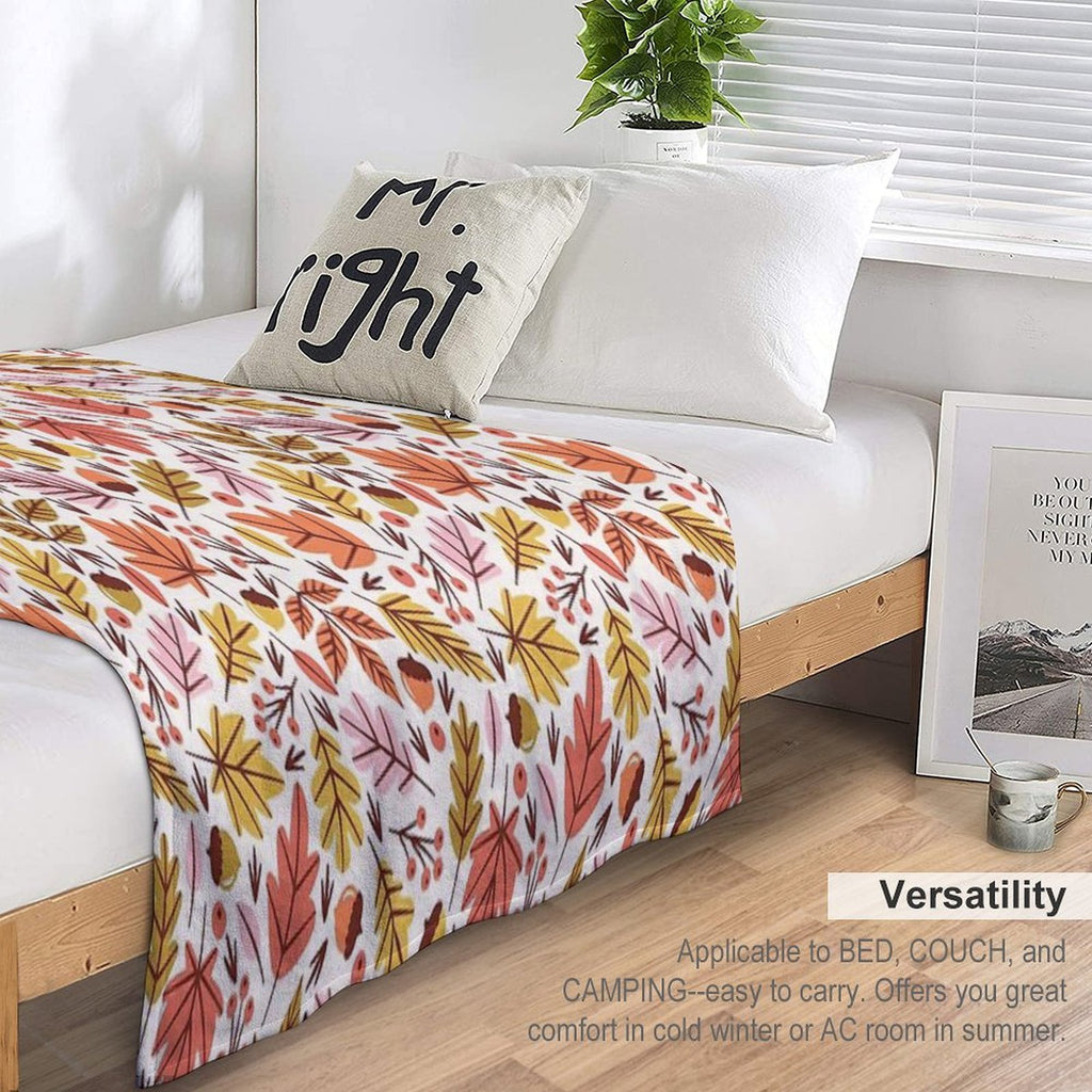 Leaves & Acorns Wrinkle-free Throw Blanket