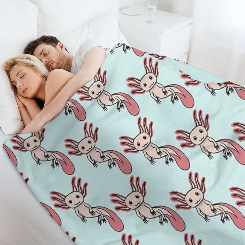 Chibi Axolotl Plush Throw Blanket