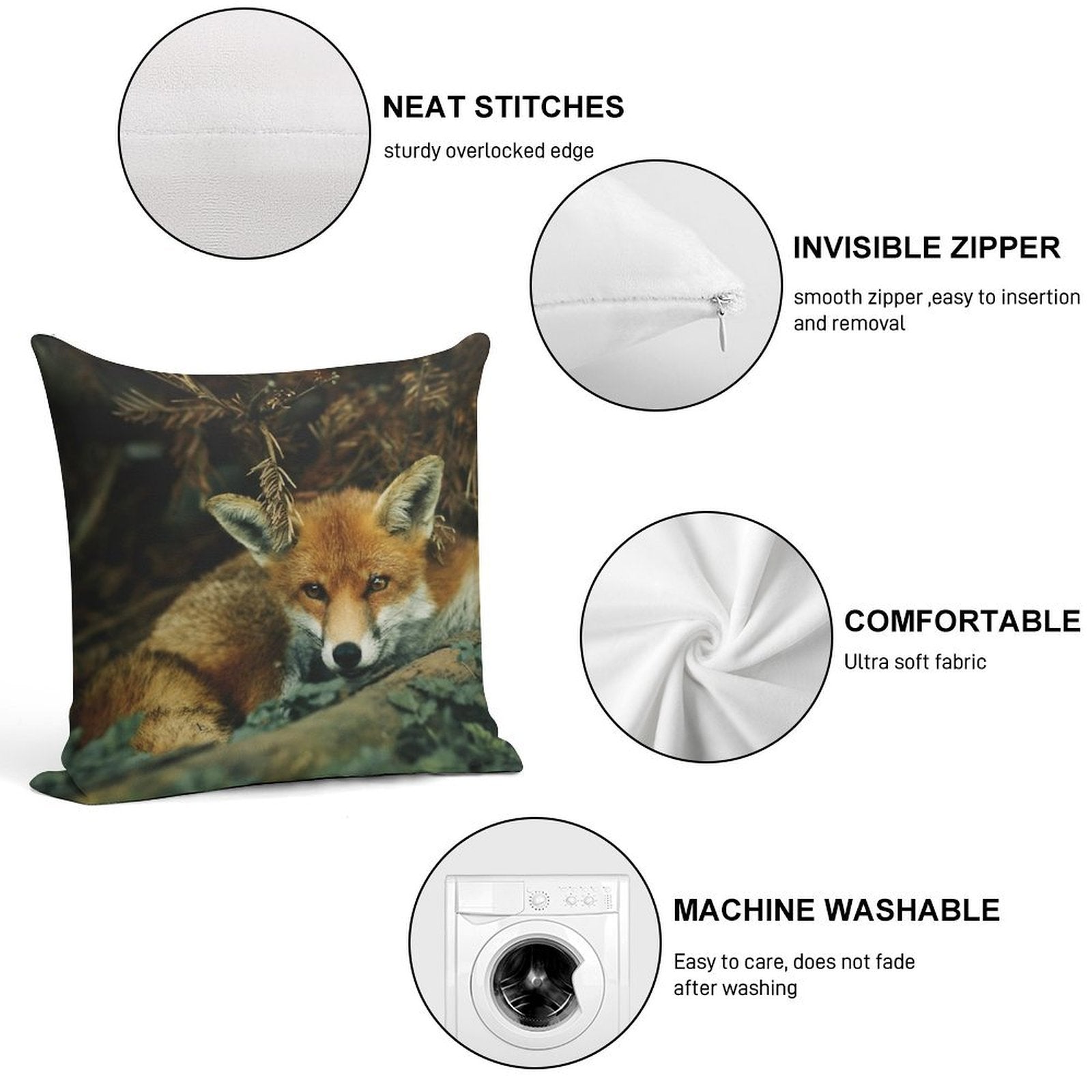 Red Fox in The Forest Soft Style Accent Throw Pillow