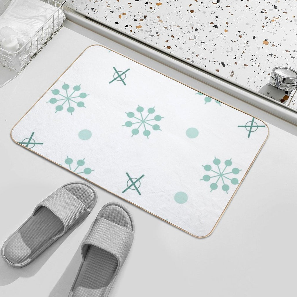Atomic Age Sputnik Starbursts Winter Green  Anti-Trip Bath Mat