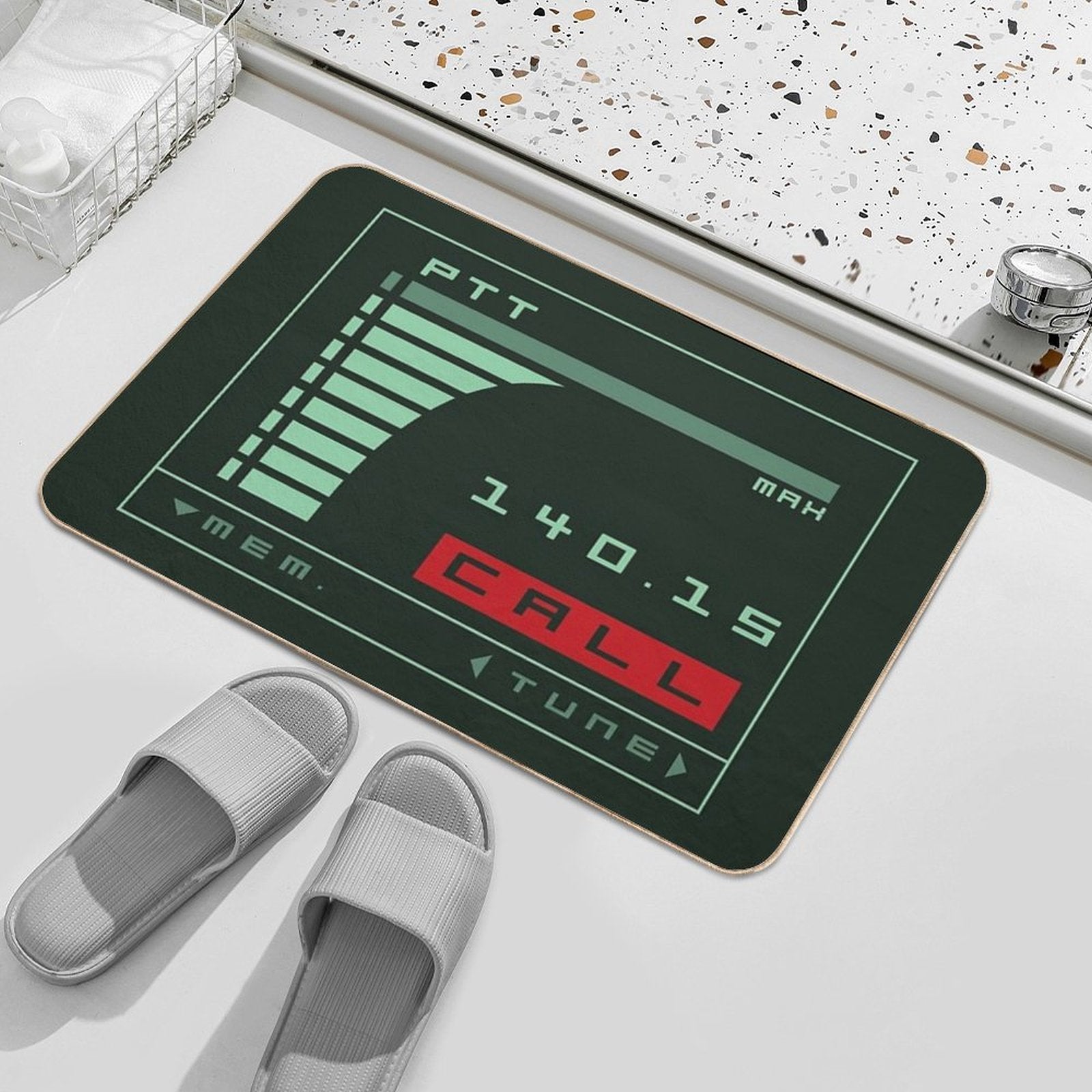 Metal Gear Solid Codec Screen - Inspired by Kojima's MGS  Repositionable Bath Mat
