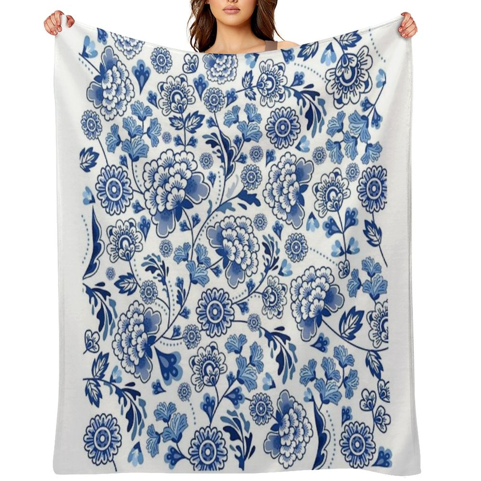 Chinese Porcelain Design Versatility Throw Blanket