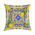 Summer ,Sicilian Tiles ,citrus,oranges,majolica,lemons ,Mediterranean Soft Easy Maintenance Throw Pillow