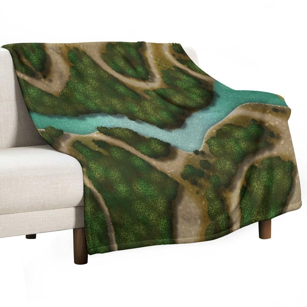 Forest Trails And Stream 002 Battle Map for Table Top RPG Miniatures Gift-ready Throw Blanket