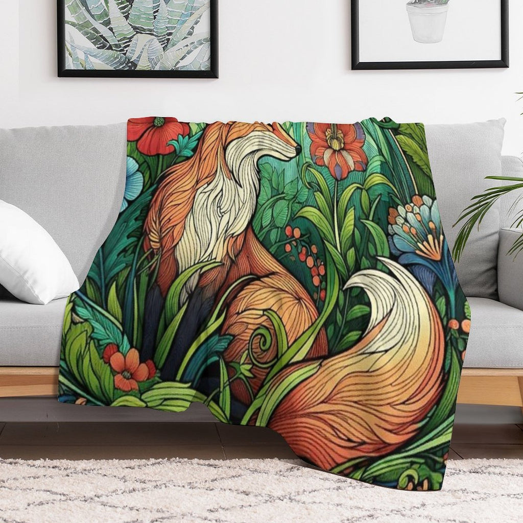 Art Nouveau Fox Compact Throw Blanket