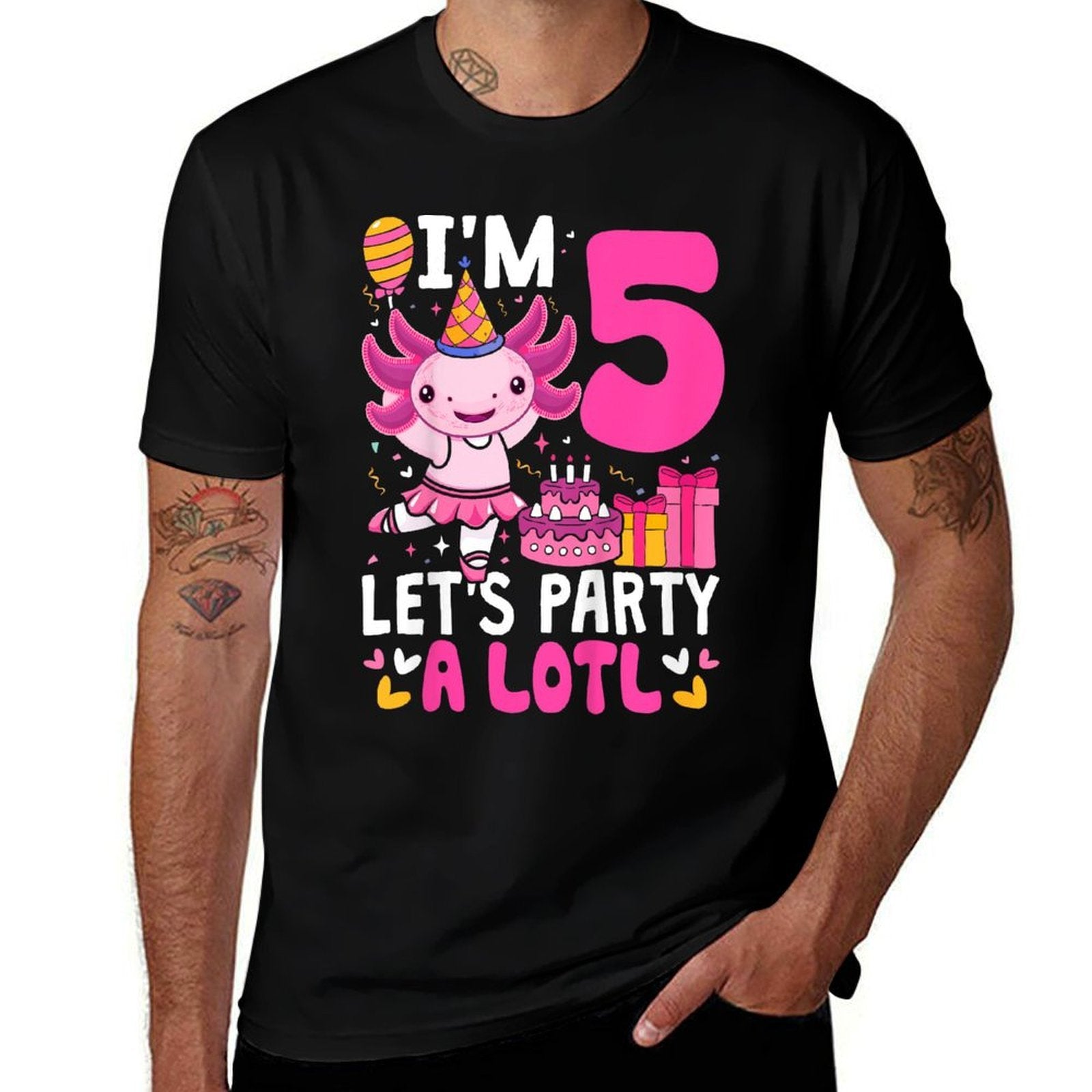 Kids 5th Birthday Girl Axolotl Kids Five Year Old Birthday Comfortable T-Shirt