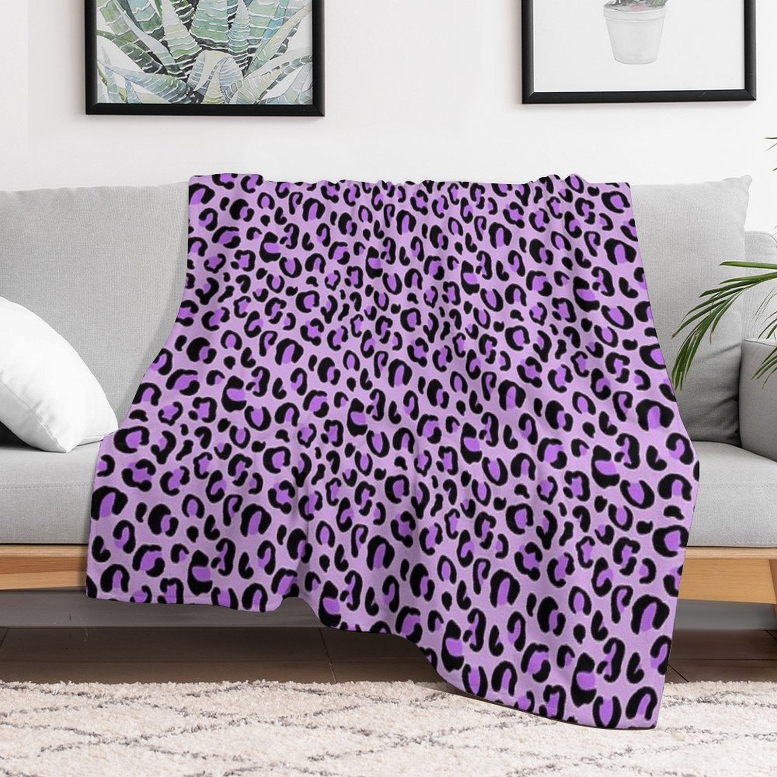 Leopard Print Purple Pattern Easy Care Throw Blanket