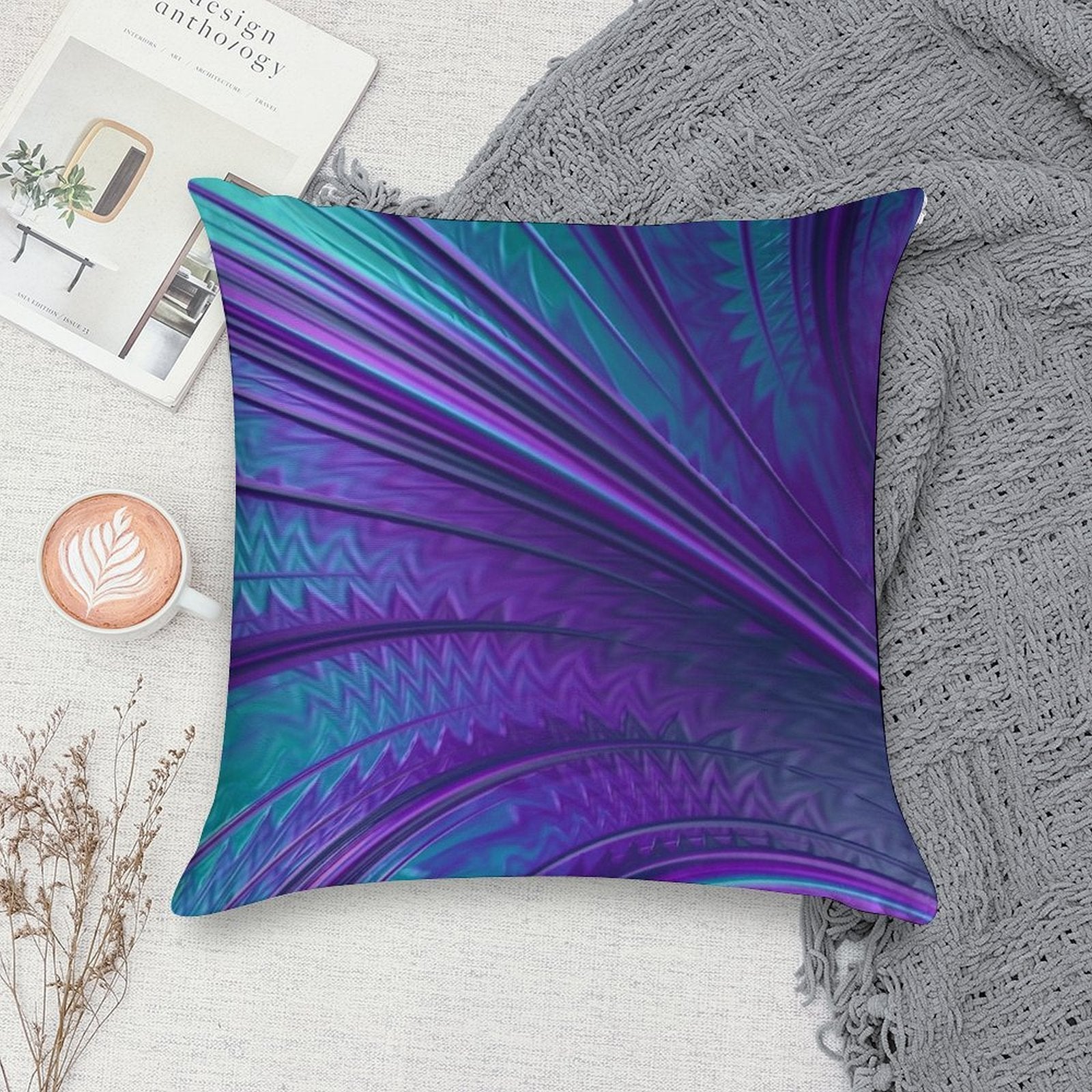 Abstract in Blue And Purple Soft Hidden Zipper Throw Pillow