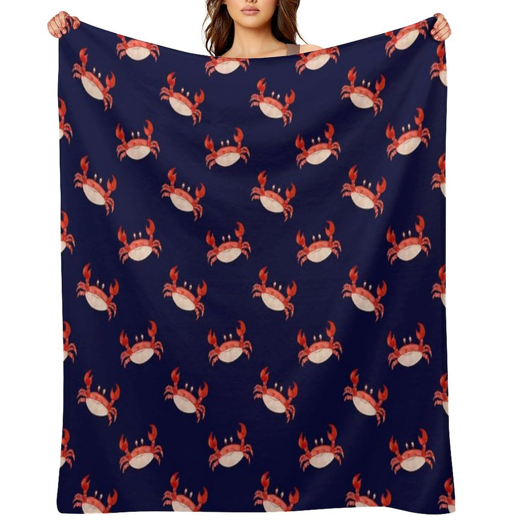 Crab Happy Crabby Seaside Crustaceans, Fun Red Animal Sea Ocean Lobster Quick-dry Throw Blanket