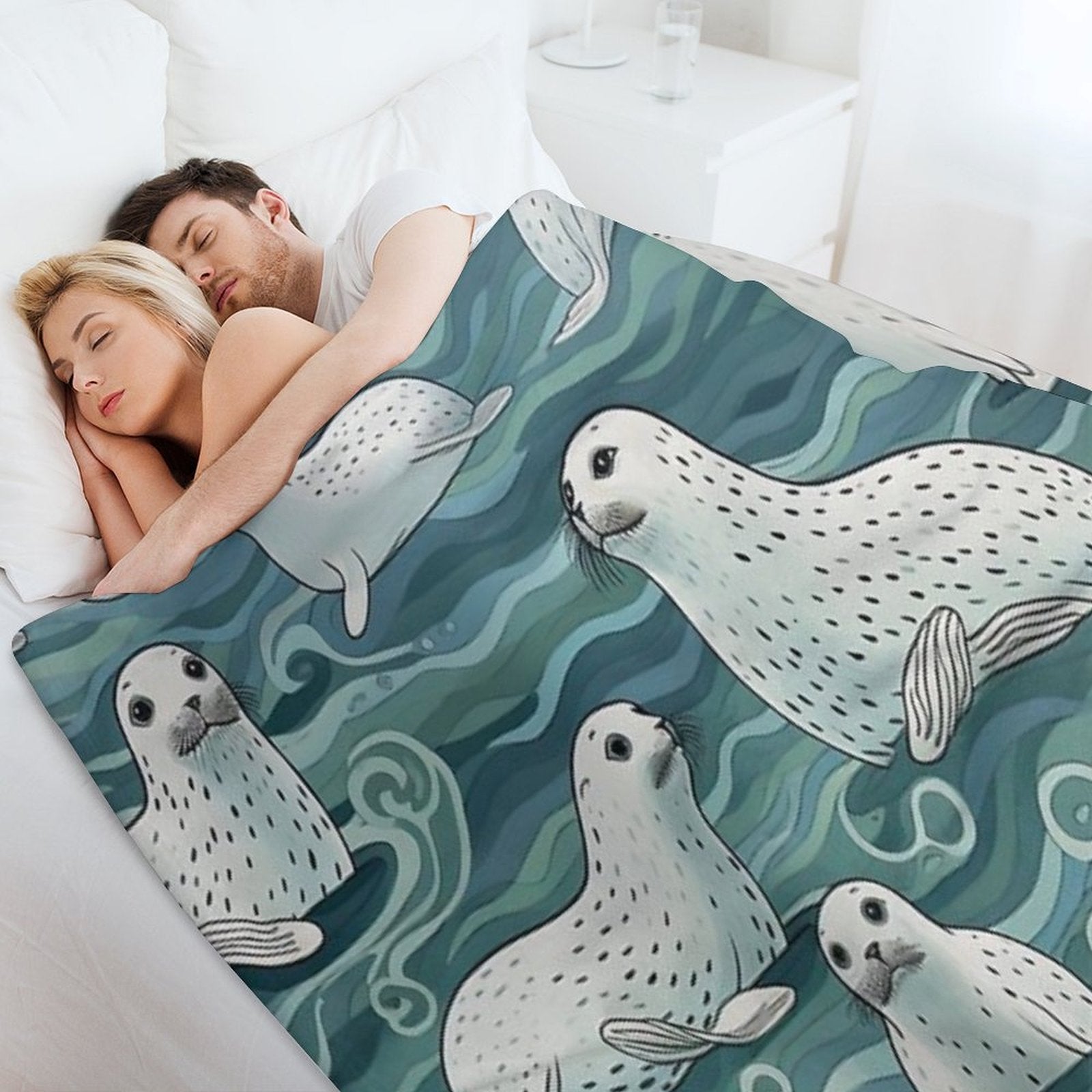 Harbor Seals Wrinkle-free Throw Blanket