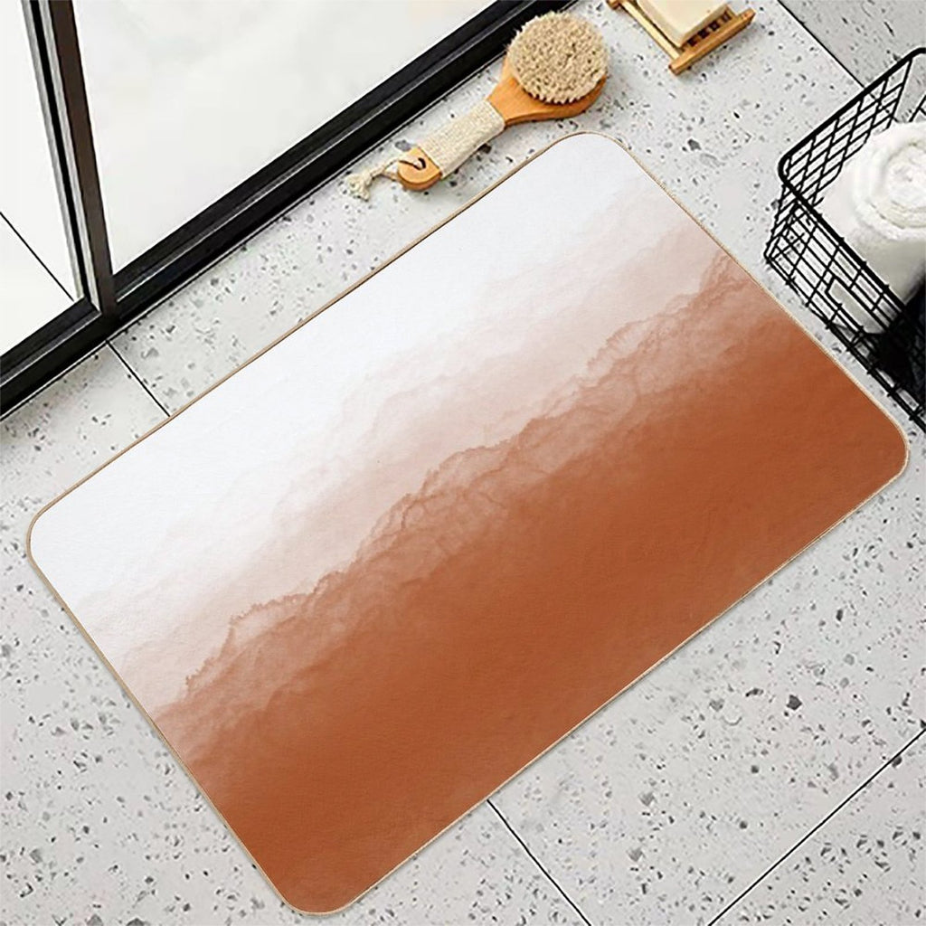 Abstract Watercolor Ombre (burnt Orangewhite)  Repositionable Bath Mat