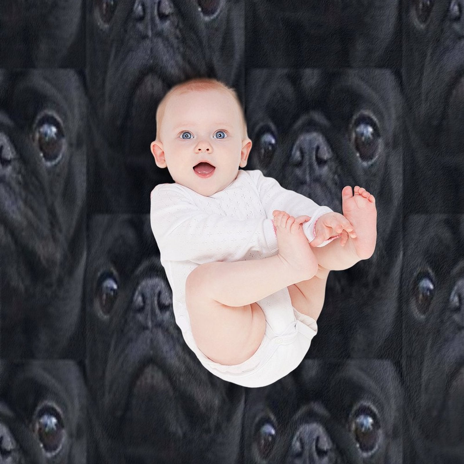Black Pug Dog Face Velvety-soft Throw Blanket