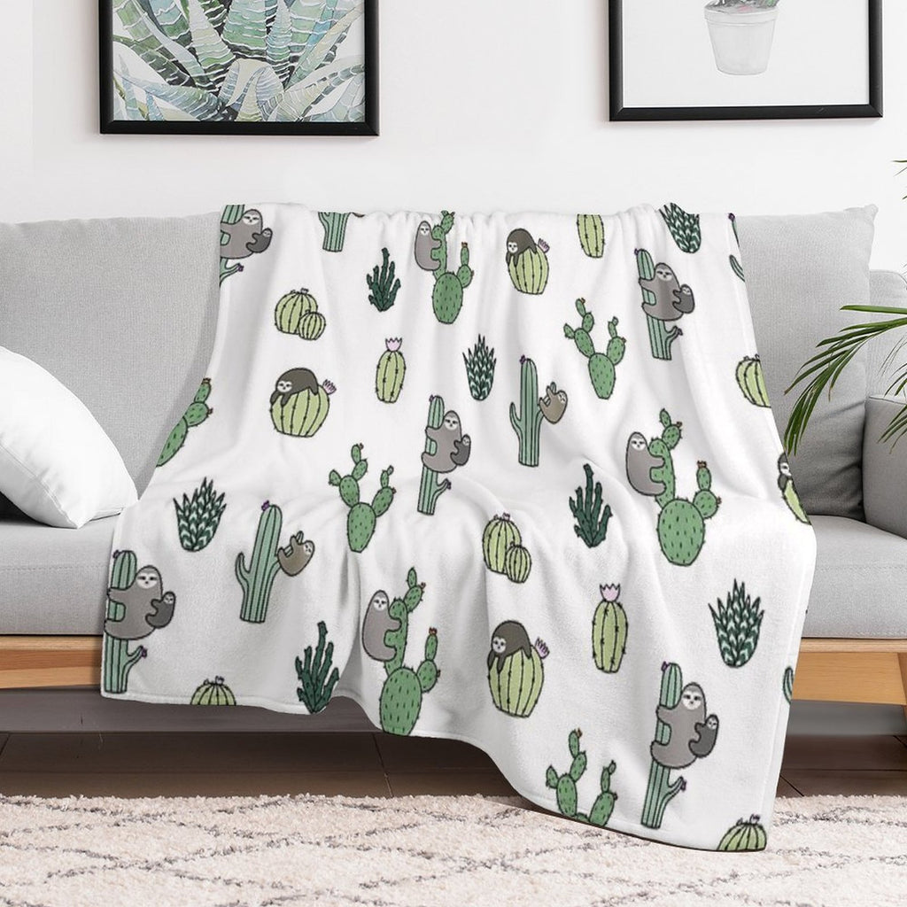 Cacti Sloths Comfort Throw Blanket