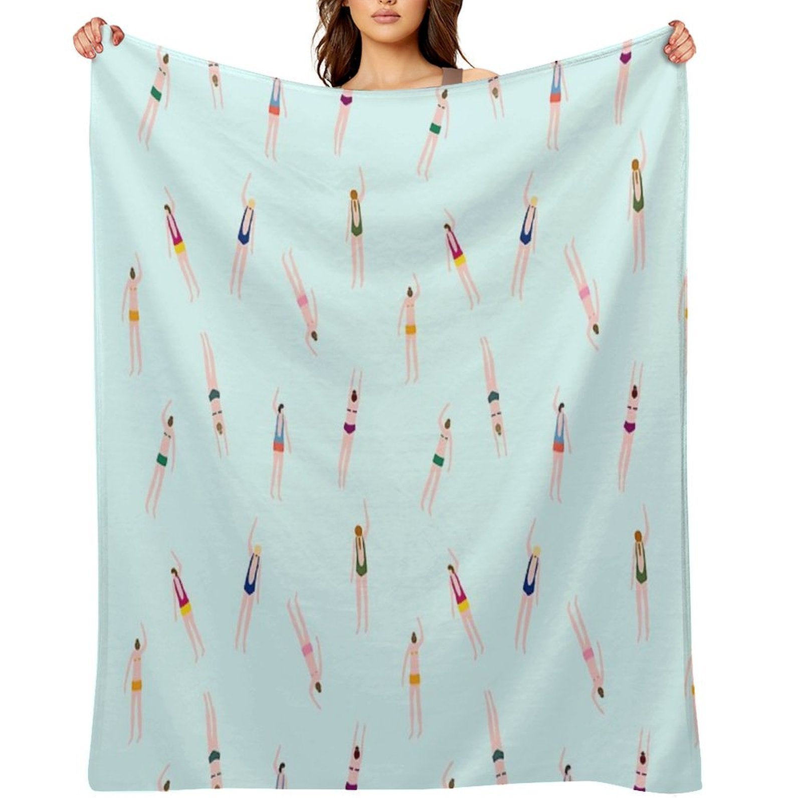 Swimmers in The Pool Sustainable Throw Blanket