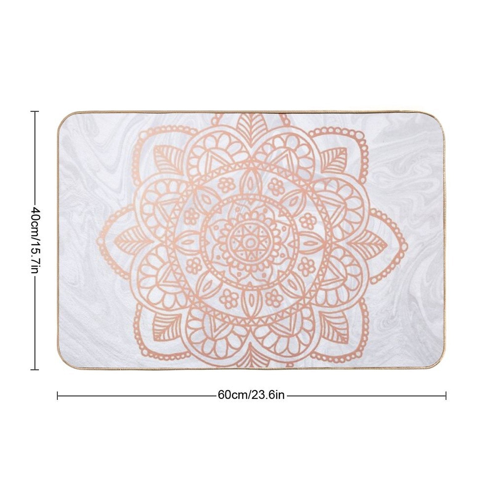 Rose Gold Mandala on White Marble  Easy To Clean Bath Mat