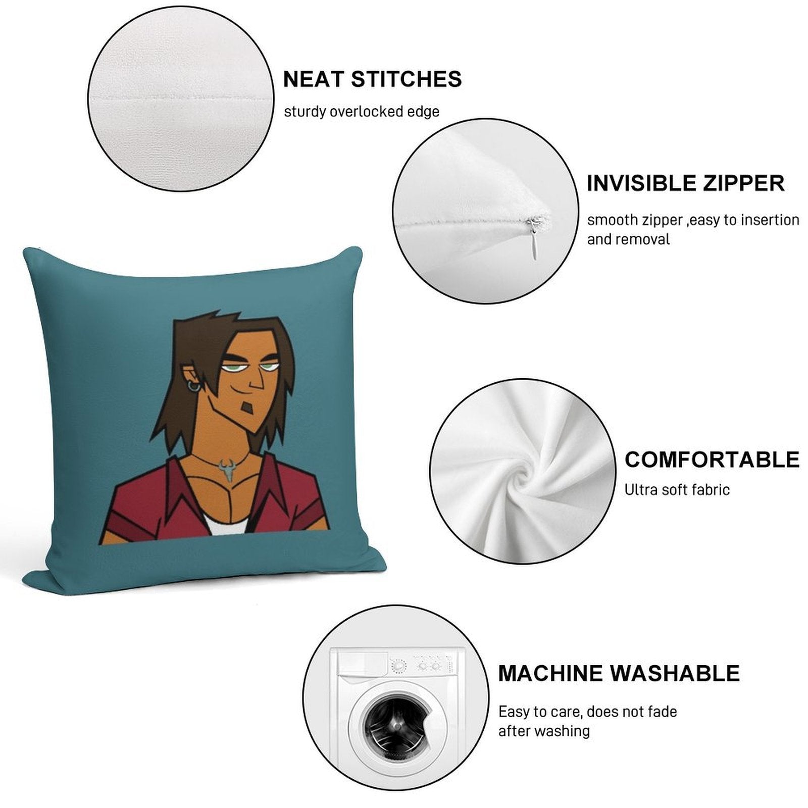 Total Drama - Alejandro Soft Reinforced Edging Throw Pillow