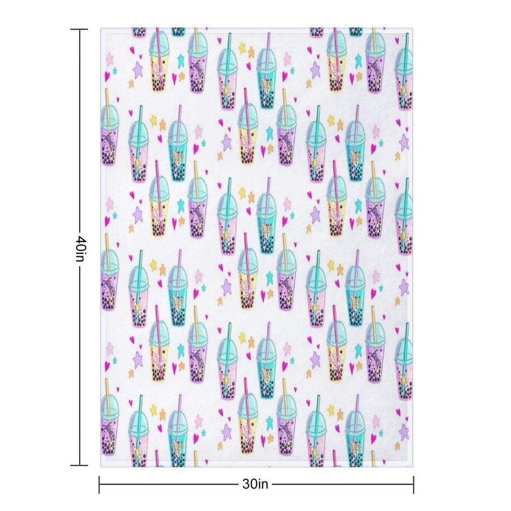 Cute Animals in Boba Easy Care Throw Blanket
