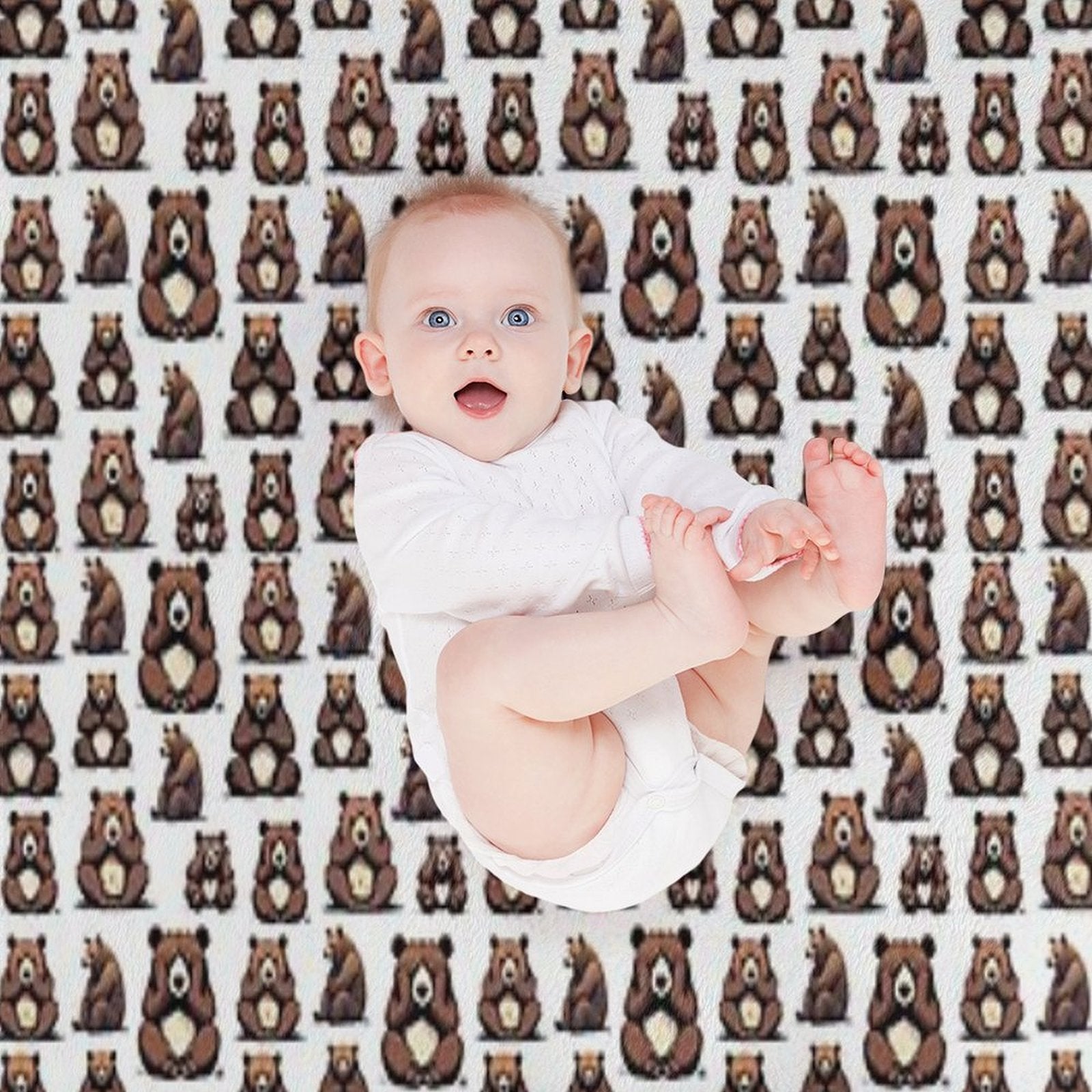 Bear's Thoughtful Pose Pattern 4 Plush Throw Blanket