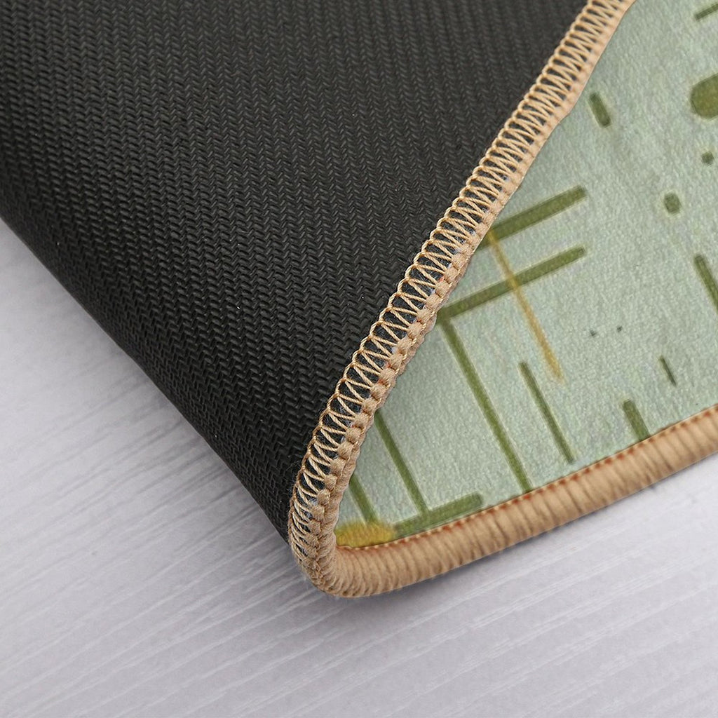 Mid-Century Modern Kinetikos Pattern Celadon Olive Green Mustard Gold  Eco-Friendly Bath Mat