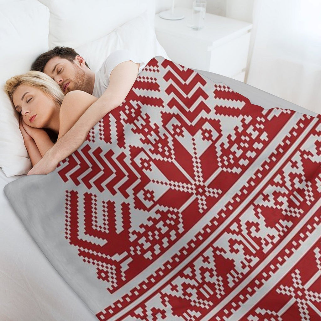 Baltic Traditional Ornament. Latvian Eco-conscious Throw Blanket