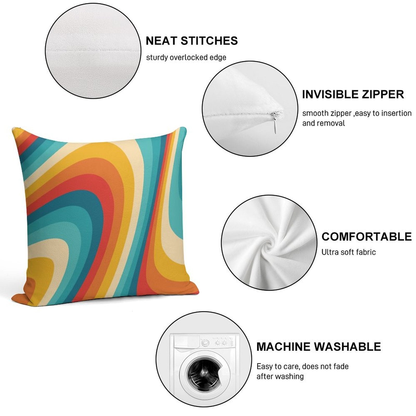 70s Retro Aesthetic Soft Decorative Cover Throw Pillow