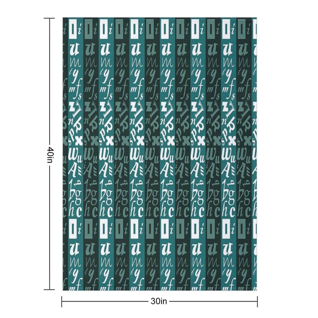 Abstract Green And White Letter Pattern Eco-conscious Throw Blanket
