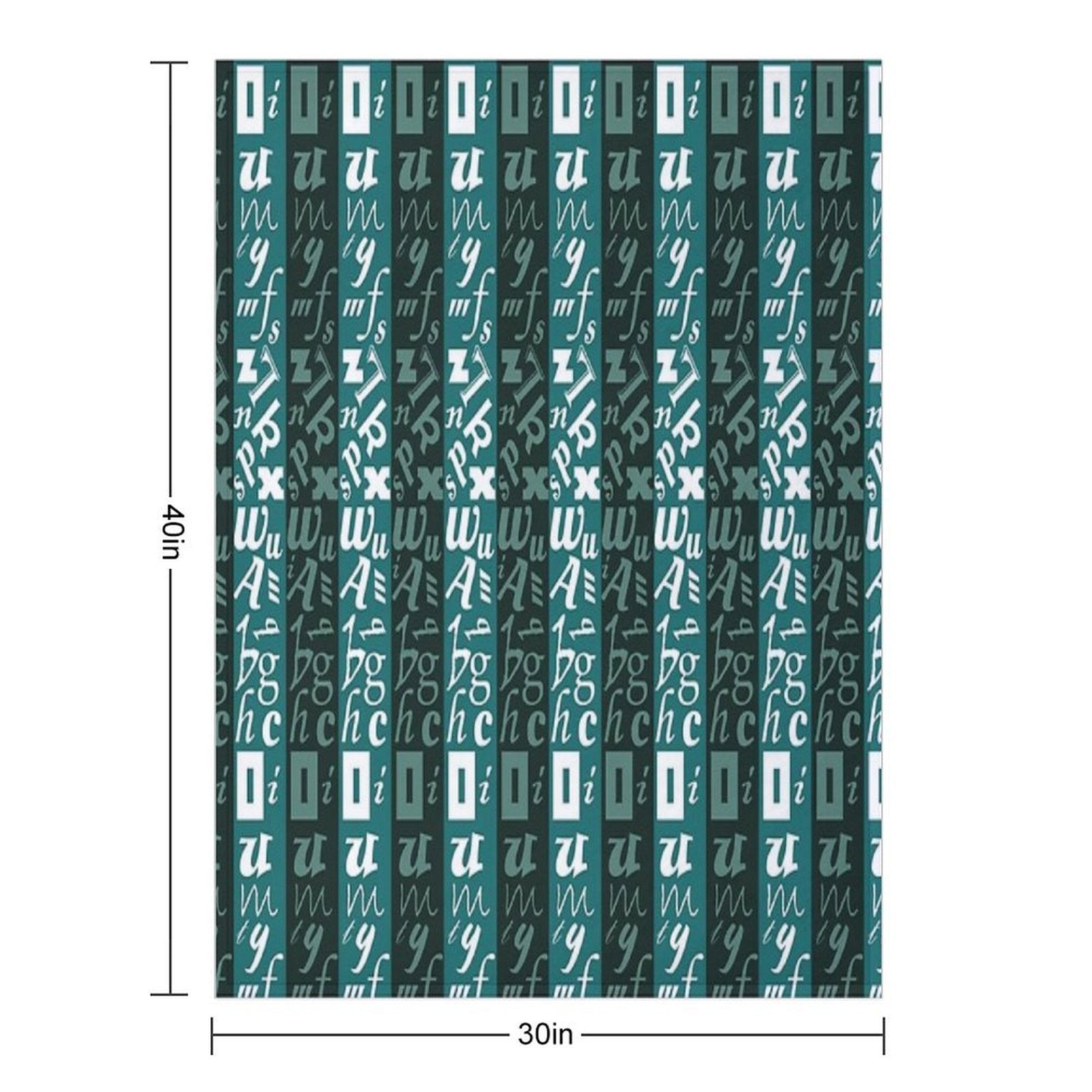 Abstract Green And White Letter Pattern Eco-conscious Throw Blanket