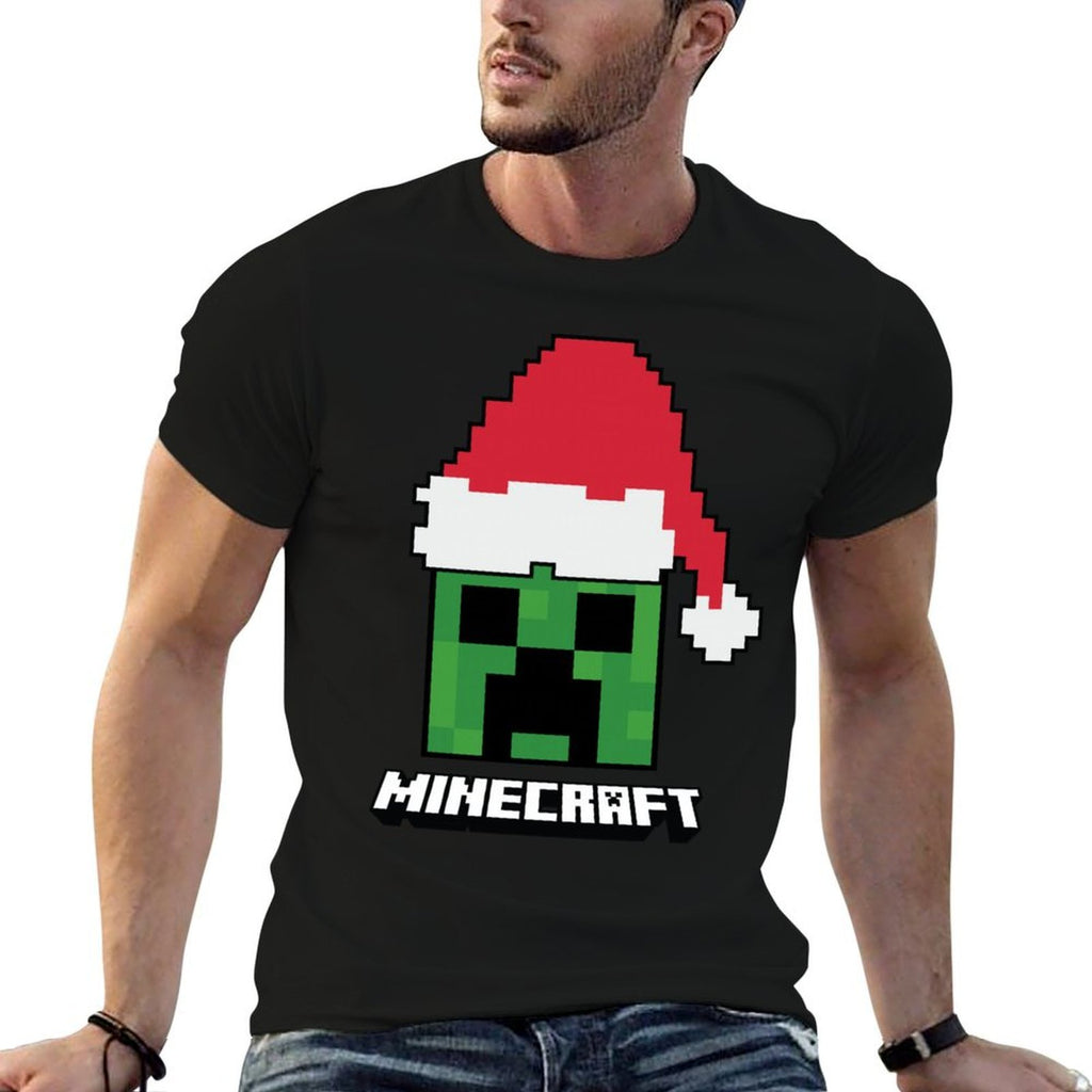 Minecraft Christmas Creeper Santa Hat  Lightweight T-Shirt