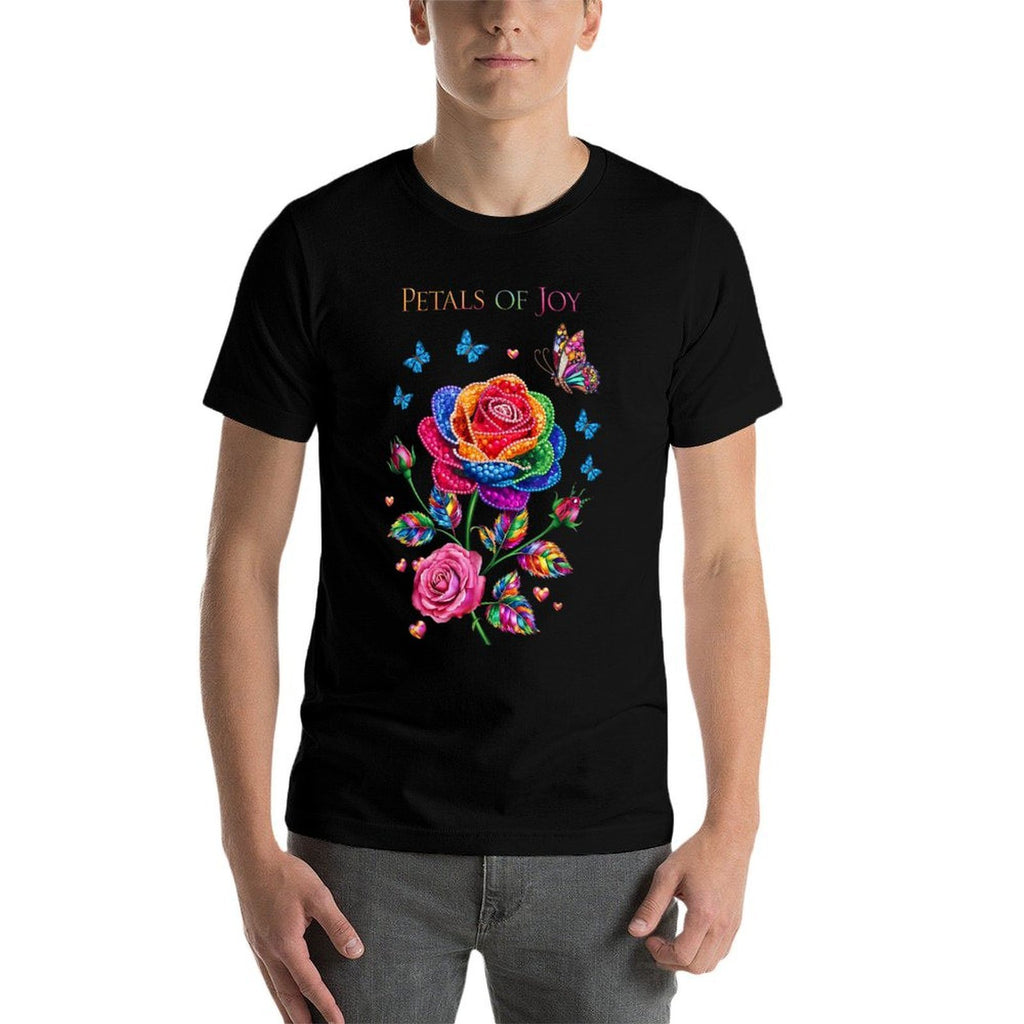 Petals of Joy Colorful Rose And Butterfly Art  Relaxed-fit T-Shirt