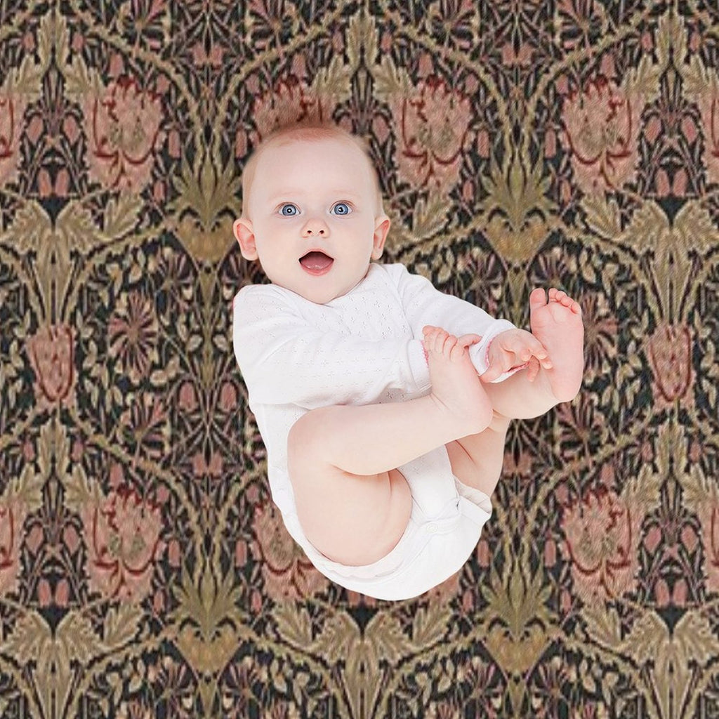 Honeysuckle Trellis Rich Black William Morris Pattern Gift-ready Throw Blanket