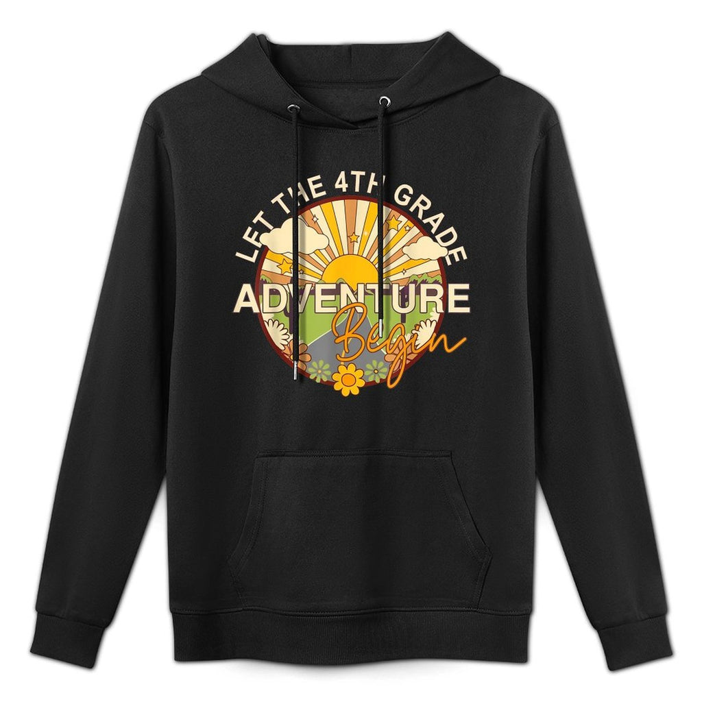 Let The 4th Grade Adventure Begin Back To School Funny Cotton-Polyester Blend Hoodie