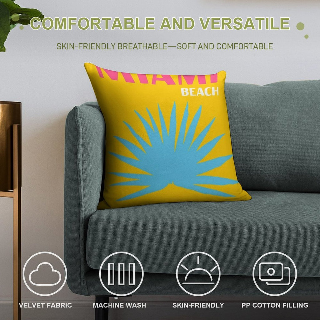 Miami Beach Asouline Soft High-Density Material Throw Pillow