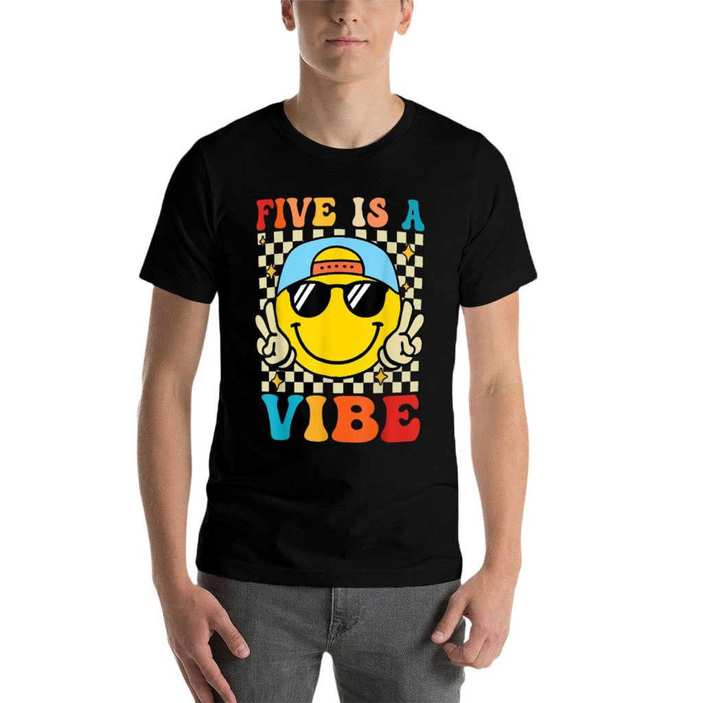 Five Is A Vibe 5th Birthday Groovy Boys Girls 5 Years Old  Polyester Blend T-Shirt