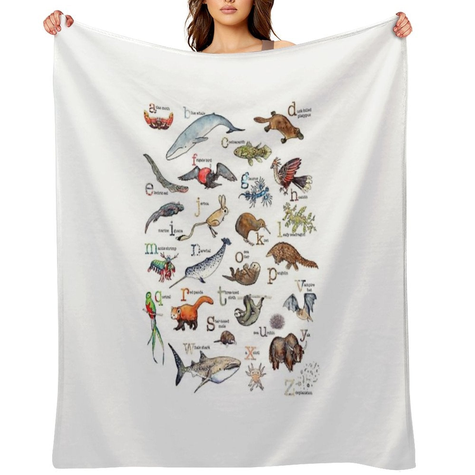 A to Z of Amazing Animals Eco-conscious Throw Blanket