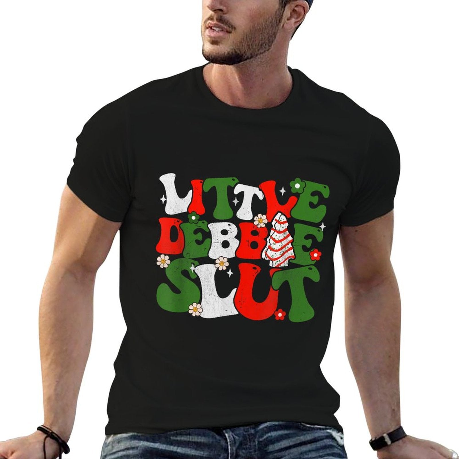 Debbie Slut Groovy Christmas Tree Cakes Xmas Men Women  High-quality Stitching T-Shirt