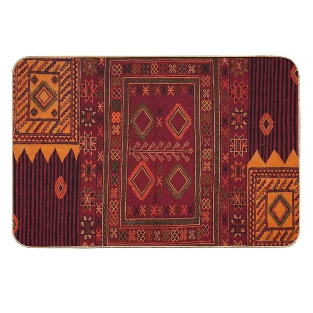 Traditional Moroccan Artwork Design  Non-Slip Bath Mat