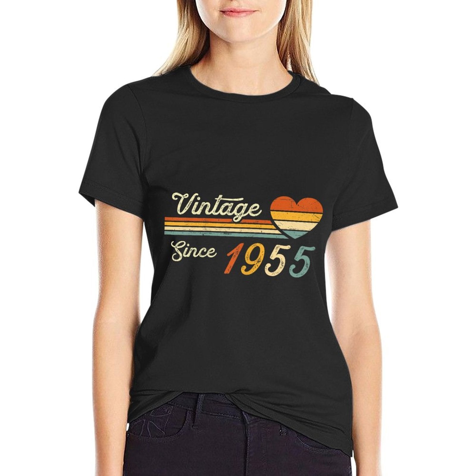 Vintage Born in 1955 Birthday Ladies  Cotton T-Shirt