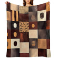 Abstract Rectangular Pattern in Burgundy, Cream, And Gold Wrinkle-free Throw Blanket