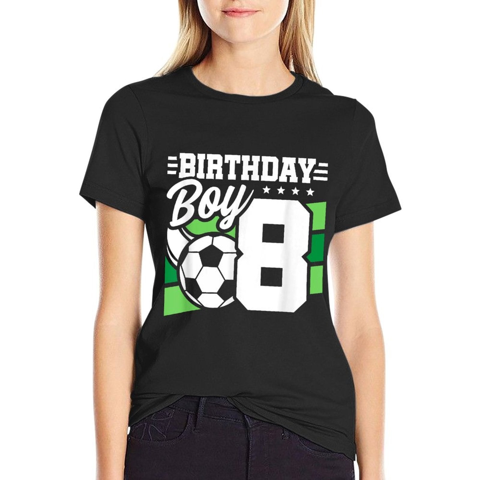 Soccer Birthday Party - 8 Year Old Boy - 8th Birthday  Oversized Silhouette T-Shirt