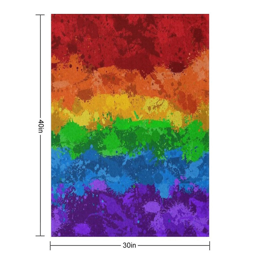Abstract Paint Splatter LGBTQ Pride Rainbow Flag Background Velvety-soft Throw Blanket