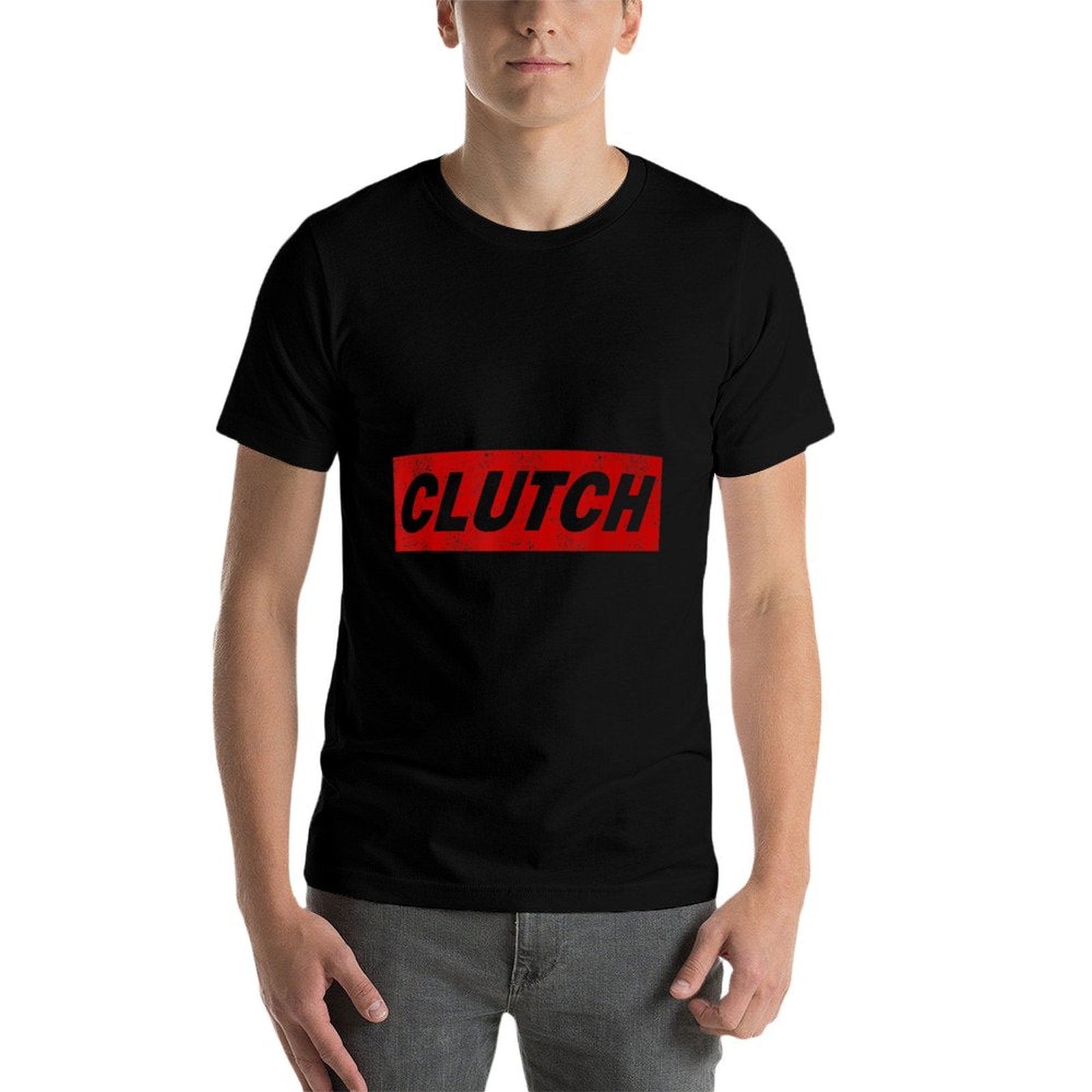 DenchTees Unisex-Adults  Kids Clutch - Black - Small - - Crew Neck - Distressed Modern - Lightweight - Clutch Text Design  Trendy Pattern T-Shirt