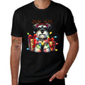 Miniature Schnauzer Dog Lovers Reindeer Christmas Lights  Summer-ready Fabric T-Shirt
