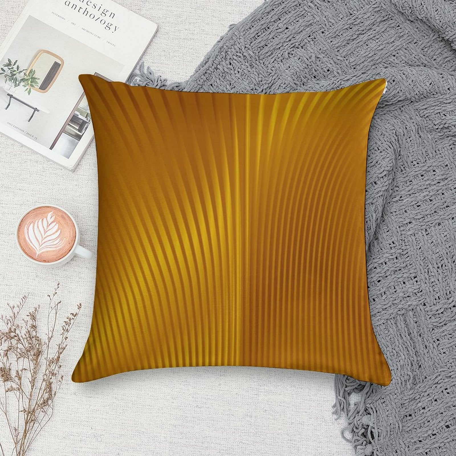 Golden Art Deco Pattern Soft Multiple Sizes Throw Pillow