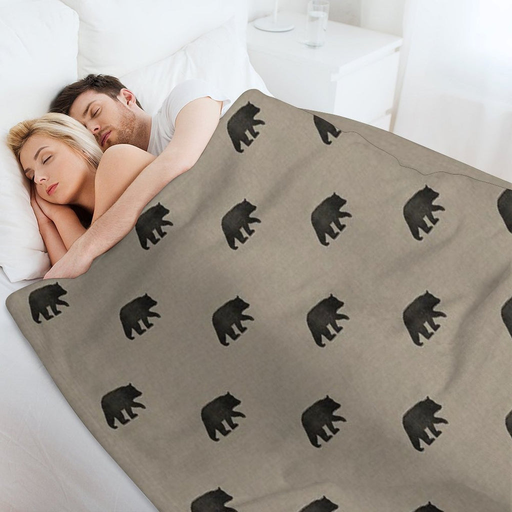 Black Bear Silhouette(s) Wrinkle-free Throw Blanket