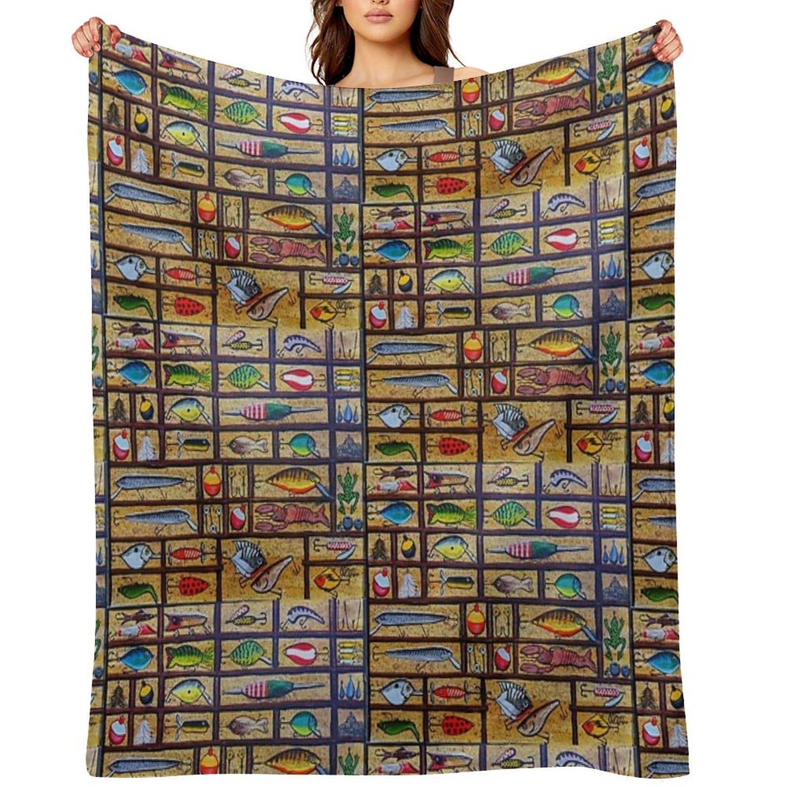 Fishing Lures Collection Sustainable Throw Blanket